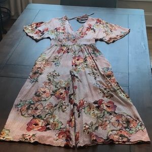 Ladies V-Neck Floral Jumpsuit